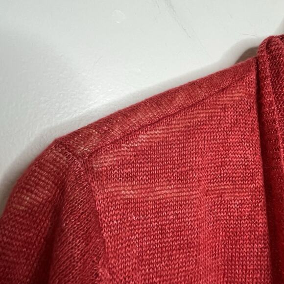 Eileen Fisher Linen Open Cardigan Red Womens Size Small Sheer Lightweight Travel - Picture 3 of 9